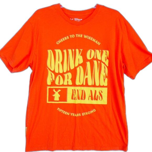 Dutch Bros Men's XL Drink One For Dane Orange Bright T Shirt - Picture 1 of 9